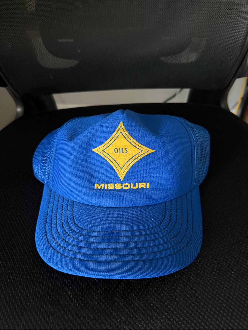 Vintage 80s Missouri Oils Blue Snapback Trucker Hat
